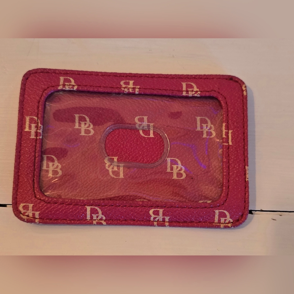 Dooney & Bourke Retired Monogram Pink Leather Print Card Holder